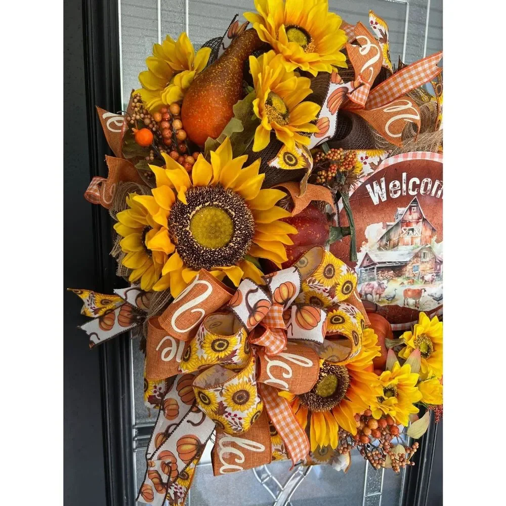 Fall Sunflower Front Door Wreath